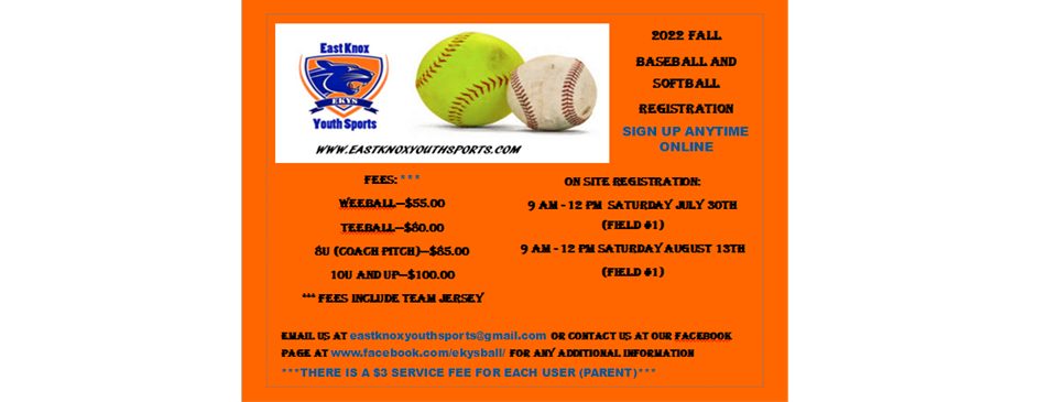 2022 Fall Baseball and Softball Online Registration Is Open!