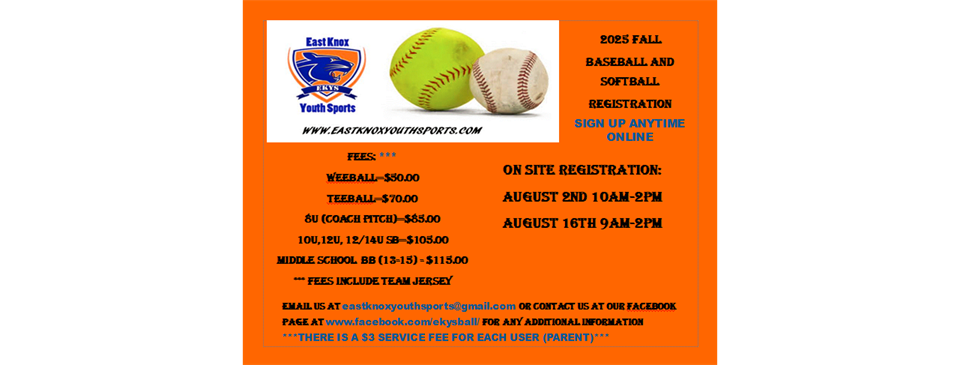 2025 Fall Baseball and Softball Online Registration Is Open!
