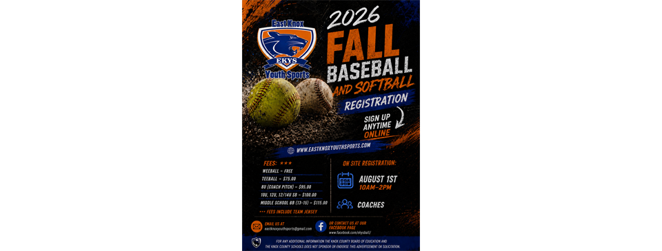 FALL 2026 BASEBALL/SOFTBALL SIGN UPS!!